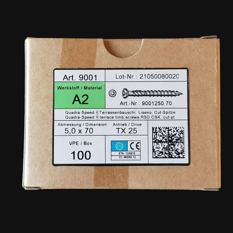 Terrassenschrauben Edelstahl A2 Schneidkerbe 5x50-80mm